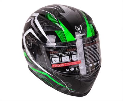 CASCO CERRADO DOBLE VISOR CON GRÁFICO JAZZ NEGRO-VERDE TALLA "L" VENDELL MOD. 129 FULL FACE 