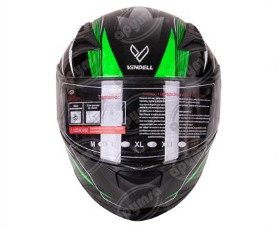 CASCO CERRADO DOBLE VISOR CON GRÁFICO JAZZ NEGRO-VERDE TALLA "XL" VENDELL MOD. 129 PLUS FULL FACE 