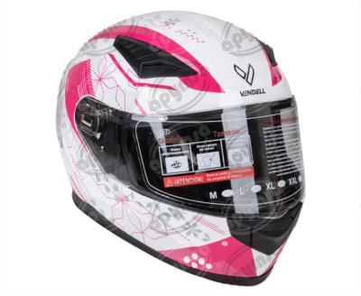 CASCO CERRADO DOBLE VISOR CON GRÁFICO PRISM BLANCO-ROSA TALLA "M" VENDELL MOD, 129 PLUS FULL FACE 