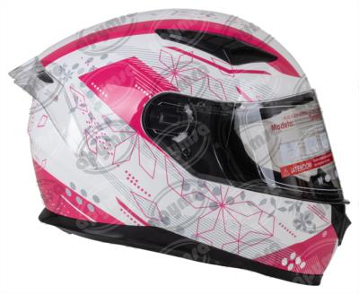 CASCO CERRADO DOBLE VISOR CON GRÁFICO PRISM BLANCO-ROSA TALLA "L" VENDELL MOD. 129 PLUS FULL FACE 
