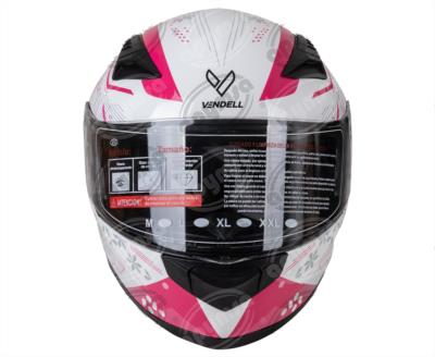 CASCO CERRADO DOBLE VISOR CON GRÁFICO PRISM BLANCO-ROSA TALLA "L" VENDELL MOD. 129 PLUS FULL FACE 