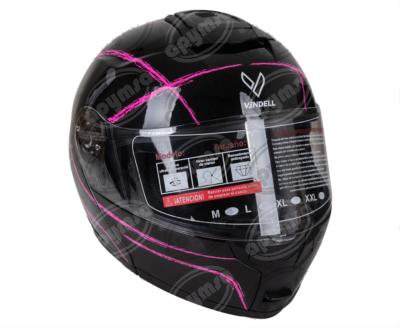 CASCO ABATIBLE DOBLE VISOR CON GRÁFICO FLASH NEGRO-MORADO TALLA "L" VENDELL MOD. HS 159 PLUS FLIP UP 