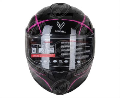 CASCO ABATIBLE DOBLE VISOR CON GRÁFICO FLASH NEGRO-MORADO TALLA "L" VENDELL MOD. HS 159 PLUS FLIP UP 