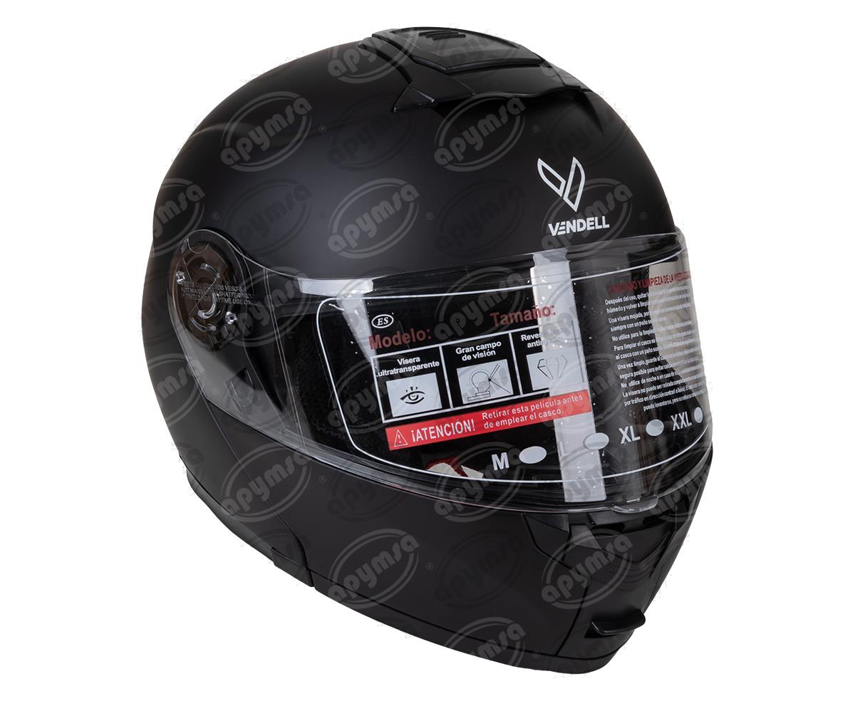 CASCO ABATIBLE DOBLE VISOR NEGRO MATE TALLA "XL" VENDELL MOD, HS 159 PLUS FLIP UP 