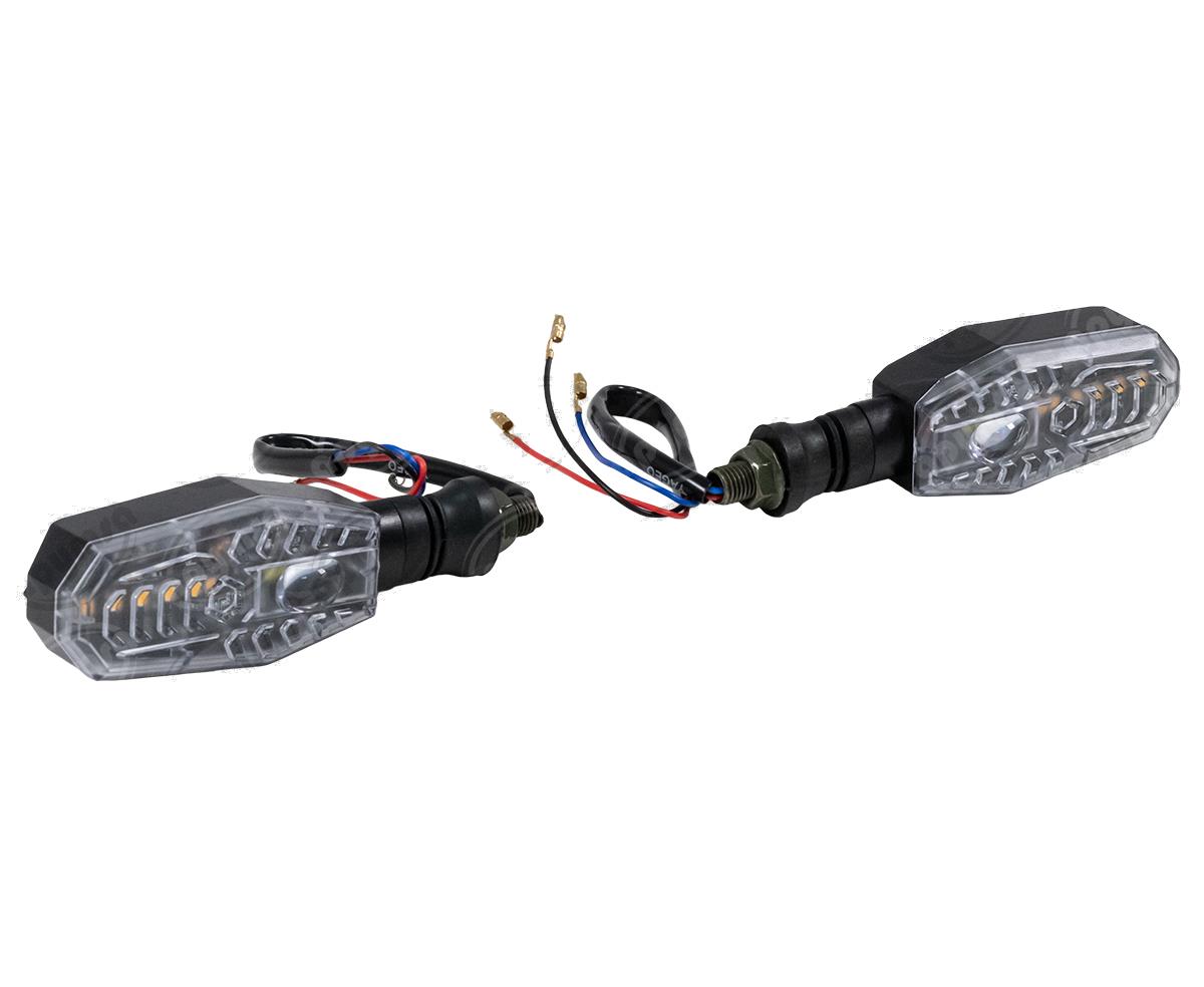 DIRECCIONAL LED MOTOCICLETA DELANTERA (JUEGO 2 PZAS) C/LUZ AUXILIAR BLANCA 12V VENDELL PF-01 