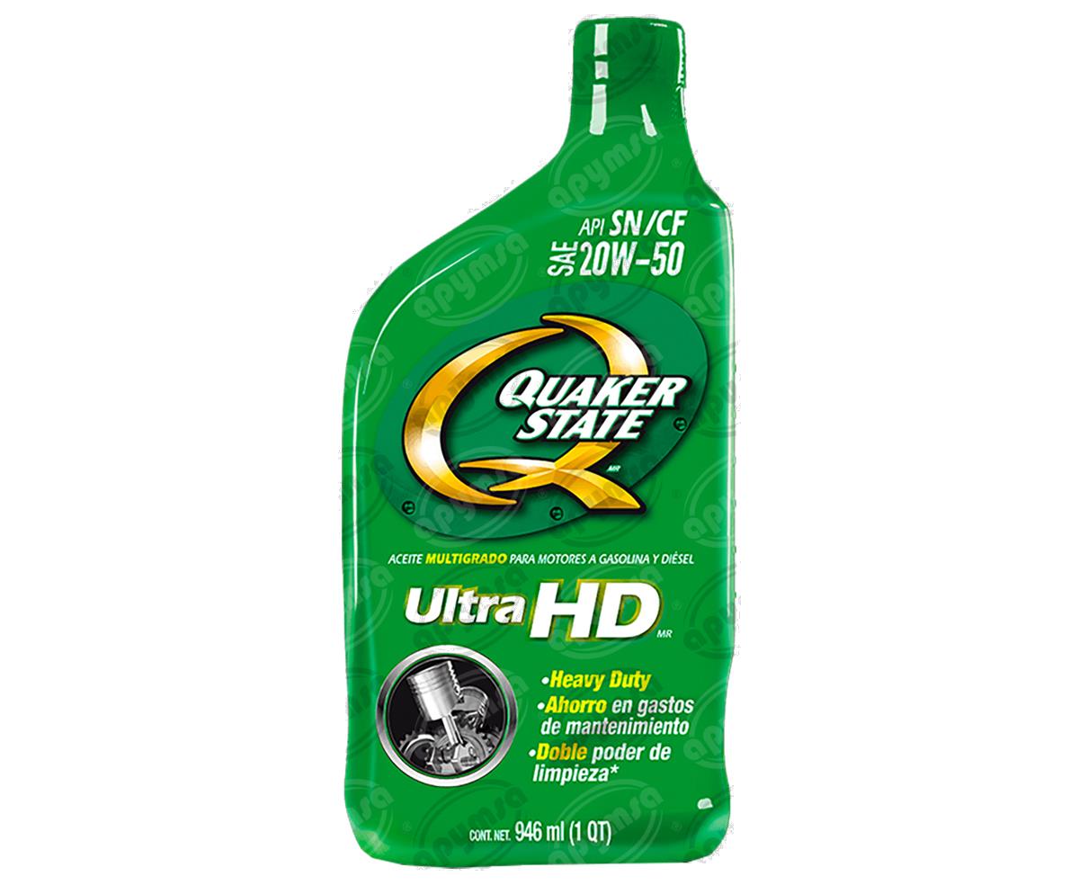 LUBRICANTE ACEITE MULTIGRADO (MINERAL) 20W50 946ML HD ULTRA 20W50 BOTELLA QUAKER STATE 21765009 