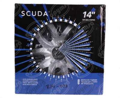 POLVERAS AUTOMOTRIZ 14" NEGRAS BRILLOSA Y PLATA SCUDA SCUDA-LES-R14-0022 