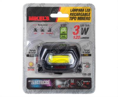 LAMPARA LED RECARGABLE TIPO MINERO MIKELS LTML-120 