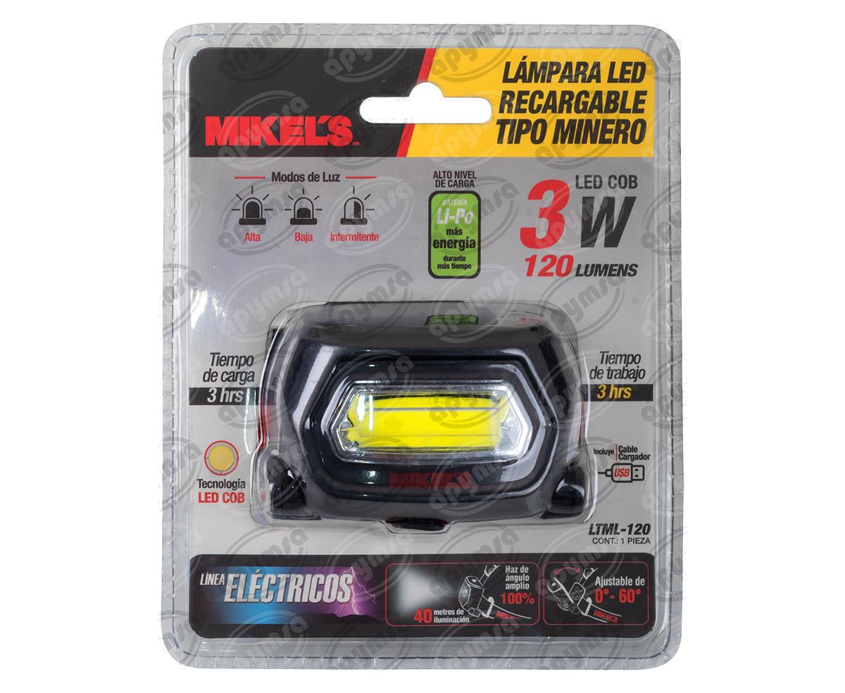LAMPARA LED RECARGABLE TIPO MINERO MIKELS LTML-120 
