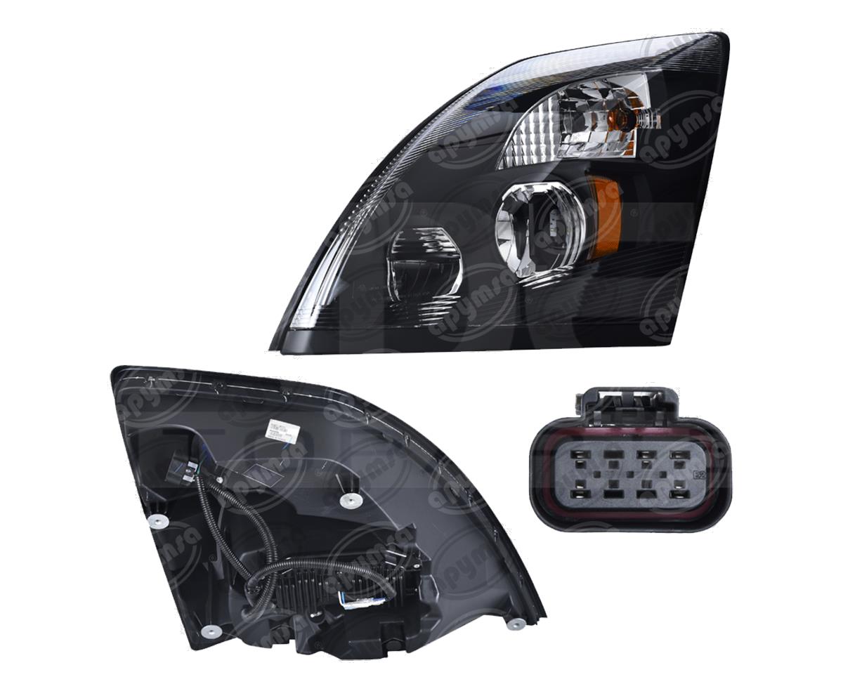 UNIDAD PRINCIPAL IZQUIERDA VOLVO VNL 3RA GEN 15-16 FONDO NEGRO CON MODULO LED DEPO 019-3215-05 
