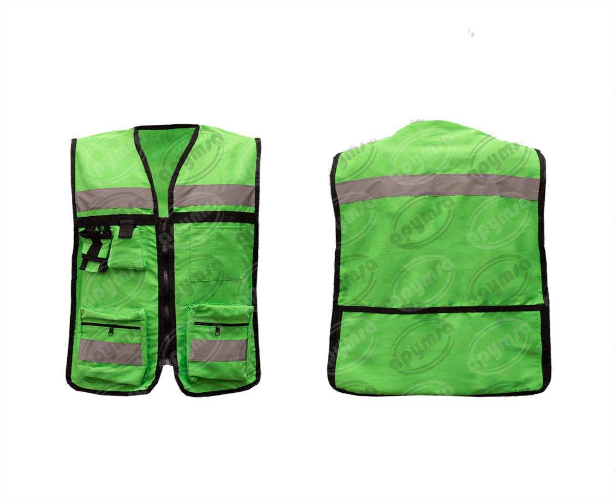 CHALECO BRIGADISTA 100% ALGODÓN VERDE ALTA VISIBILIDAD UNITALLA APYMSA SAFETY CTB100-HV 