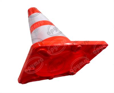 CONO SEÑALIZACION FLUORESCENTE DE 45 CM. C/ DOS REFLEJANTE B NARAN APYMSA SAFETY CICH40N-2RF 