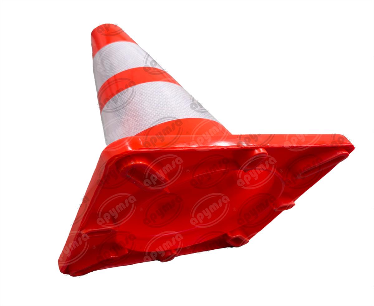CONO SEÑALIZACION FLUORESCENTE DE 45 CM. C/ DOS REFLEJANTE B NARAN APYMSA SAFETY CICH40N-2RF 