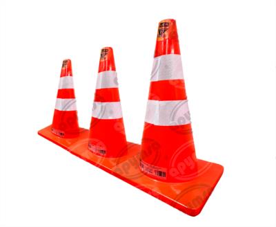 CONO SEÑALIZACION FLUORESCENTE DE 71 CM. C/ DOS REFLEJANTE B NARAN APYMSA SAFETY CICH70N-2RF 