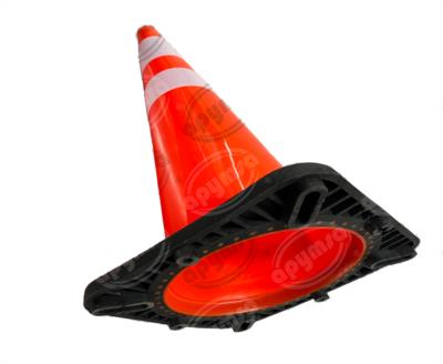 CONO SEÑALIZACION FLUORESCENTE DE 91 CM. C/DOS REFLEJANTE B NEGRA APYMSA SAFETY CICH90-2RF 