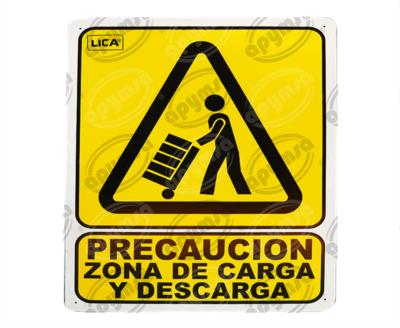 CARTEL INFORMATIVO PRECAUCION ZONA DE CARGA Y DESCARGA APYMSA SAFETY 101 