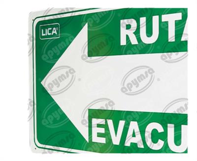 CARTEL INFORMATIVO RUTA DE EVACUACION IZQUIERDA APYMSA SAFETY 186 