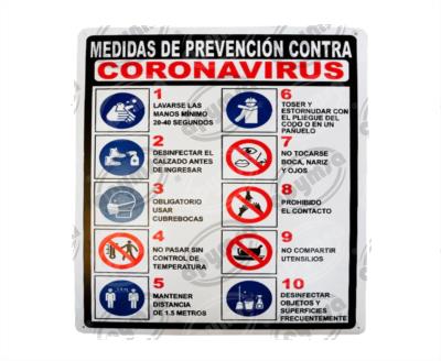 CARTEL INFORMATIVO MEDIDAS DE PREVENCION CONTRA CORONAVIRUS APYMSA SAFETY 214 